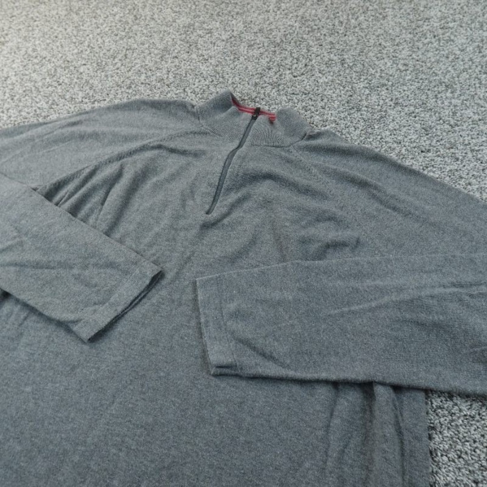Eddie Bauer Sweater Mens XL Gray 1/4 Zip Cashmere Rayon Knit Pullover Outdoor